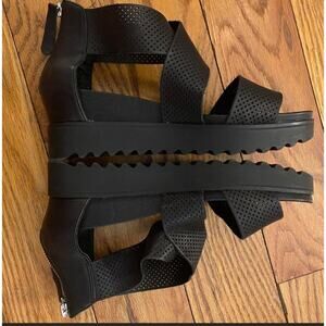 Steven By Steve Madden Natural Comfort Leather Sandal Black 8.5